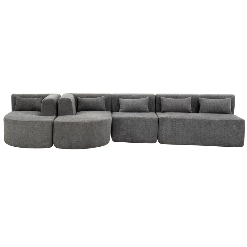 Upholstered Sofa Free Combined Sofa Couch With Two Chaise Lounge And Five Back Pillows For Living Room - Light Gray