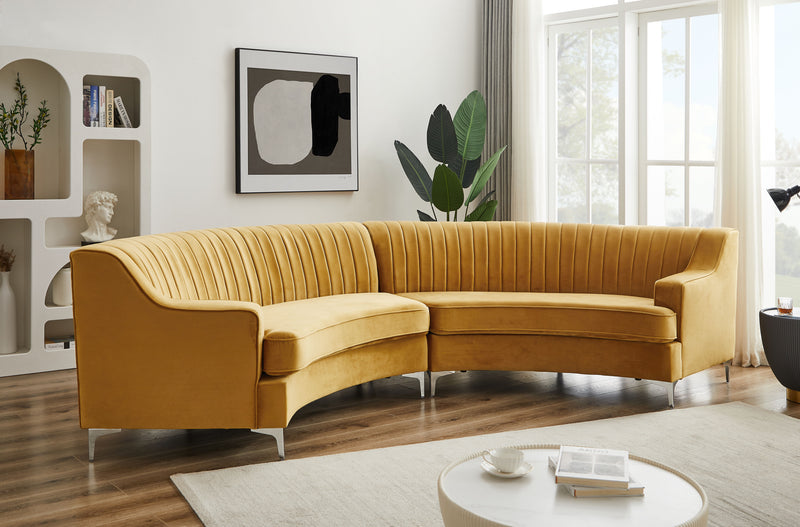 Velvet Curved Sofa - Gold