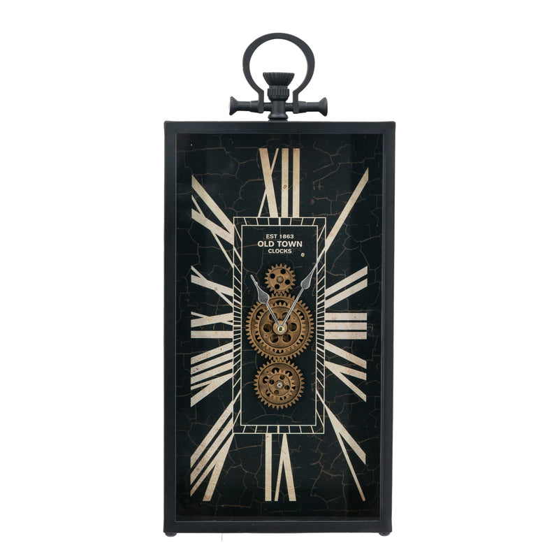 Decorative Roman Numeral Table Clock, Home Decor Gear Clock - Black / Gold