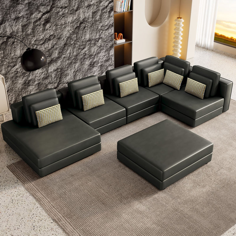 Modular Sectional Sofa Corner Sofa Chaise Lounge With Movable Ottoman For Living Room