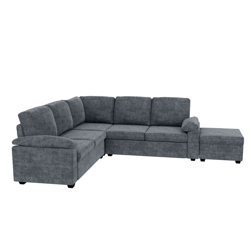 Modern Velvet Sectional Sofa Set, Large U Shaped Upholstered Corner Couch With Ottoman, Armrest Pillow, 6 Seat Indoor Furniture For Living Room