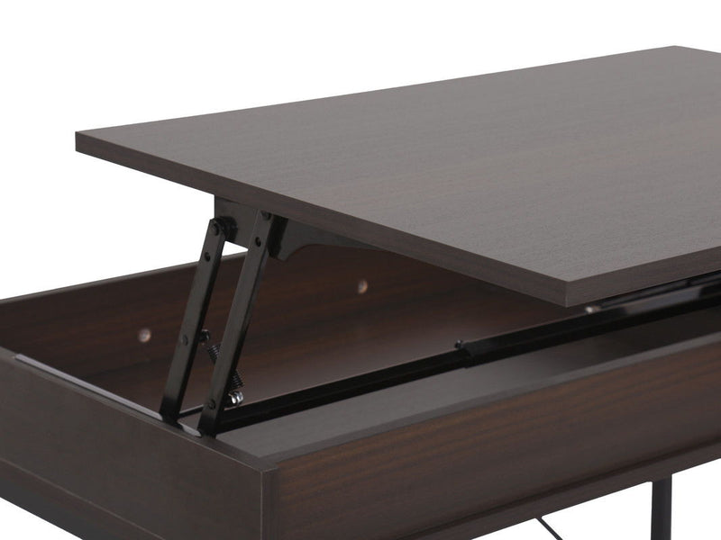 Juno - Wood Lift Top Desk With Hidden Storage And Drawer - Dark Brown