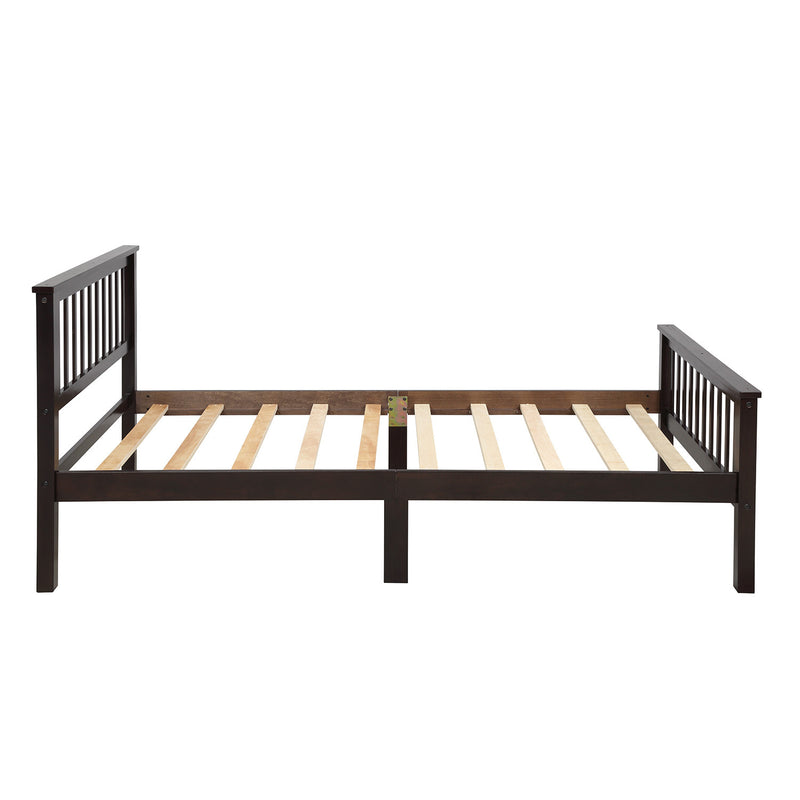 Wood Platform Bed Twin Bed with Headboard and Footboard (Espresso)