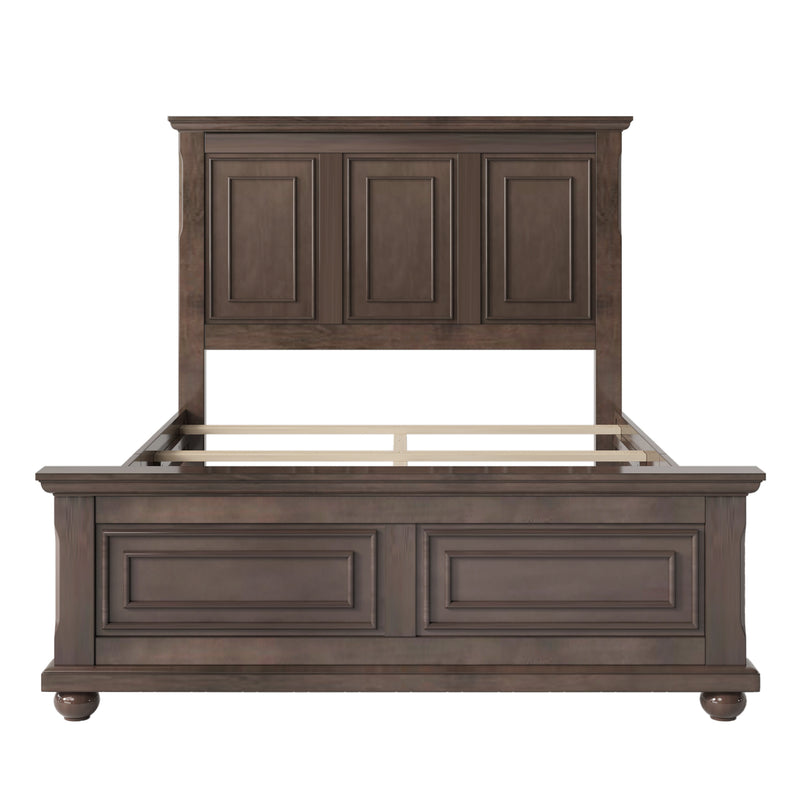 Traditional Town and Country Style Pinewood Vintage Full Bed, Rich Brown