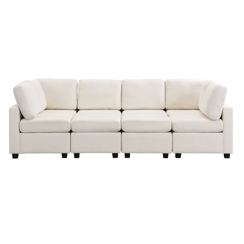 Sectional Sofa Couch Sofa Bed U-Shaped Sofa With Two Movable Ottoman And Three USB Ports For Living Room