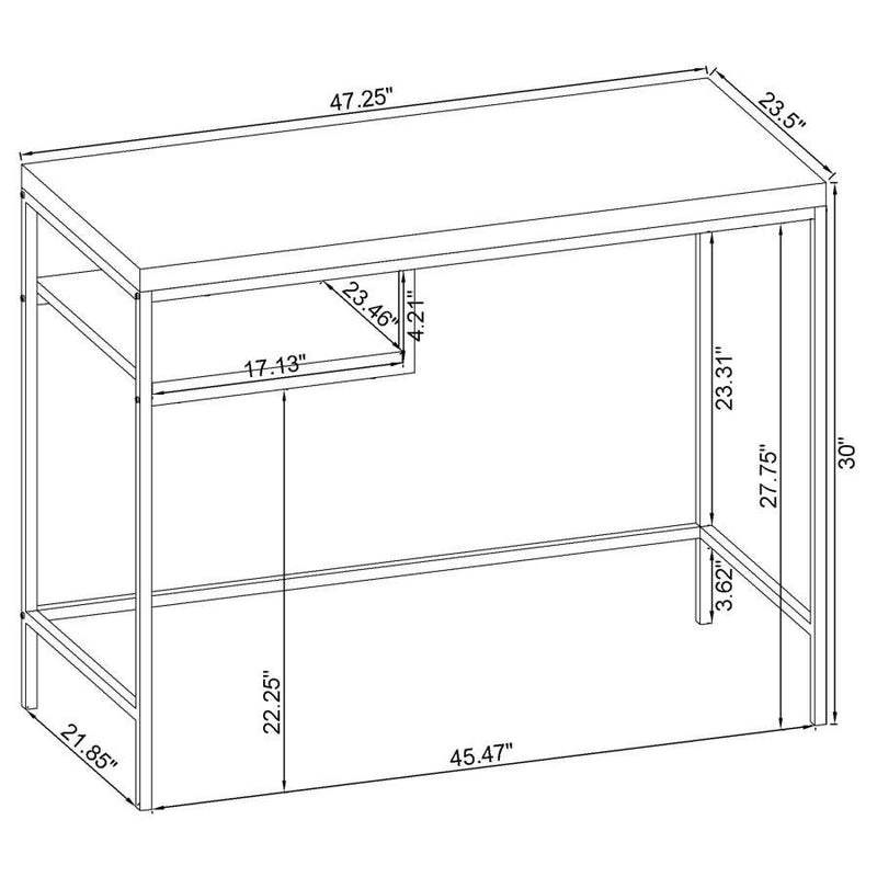 Kravitz - Rectangular Writing Desk - Weathered Gray And Chrome