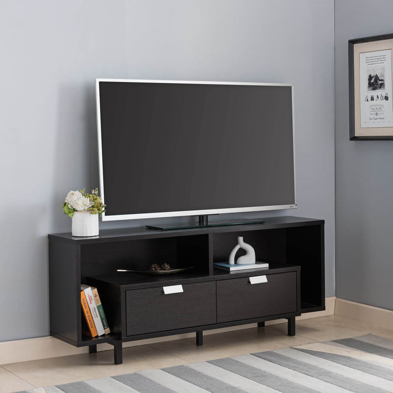Entertainment Stand, TV Console Table With 2 Drawers And Open Shelving