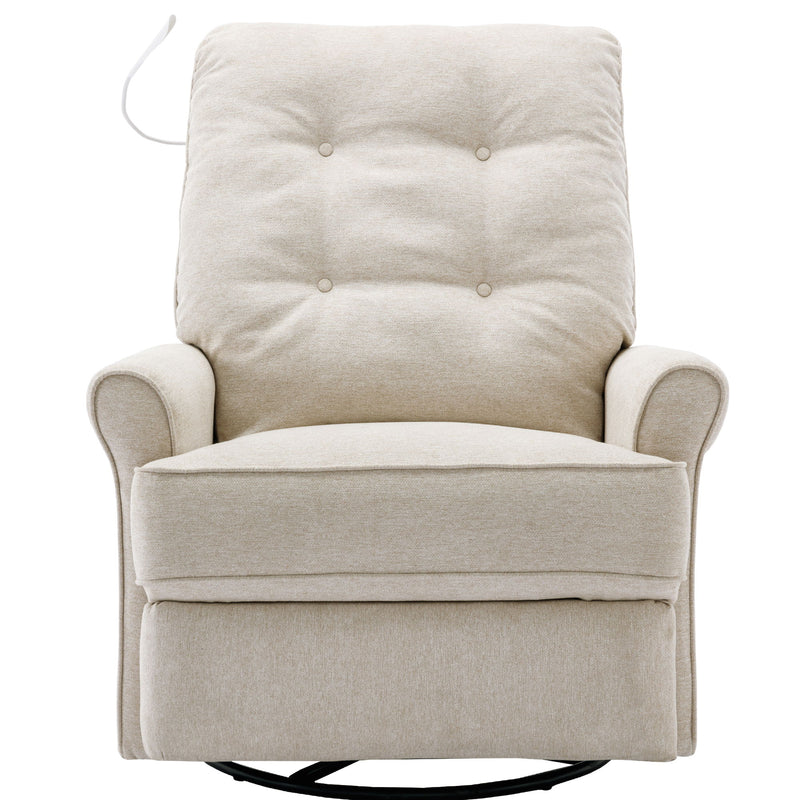 Reclining Chair 270 Degree Swivel Recliner Chairs With USB Port, Side Pocket And Touch Sensitive Lamp For Living Room, Bedroom - Cream