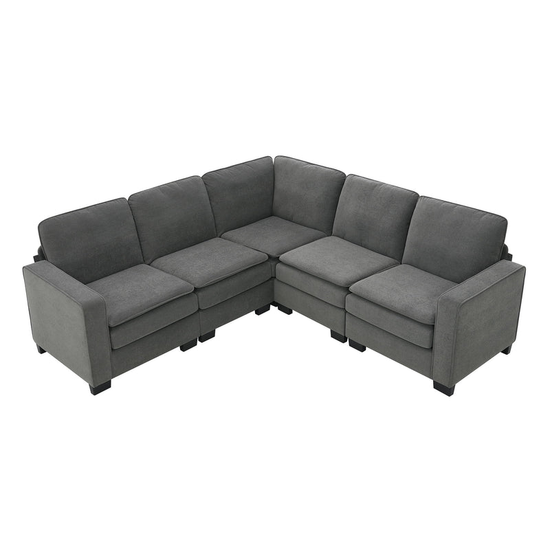 Oversized Velvet Modern Sectional Sofa, Large L Shaped Upholstered Indoor Furniture With Double Cushions, 5 Seat Cloud Corner Couch For Living Room, Apartment, Office