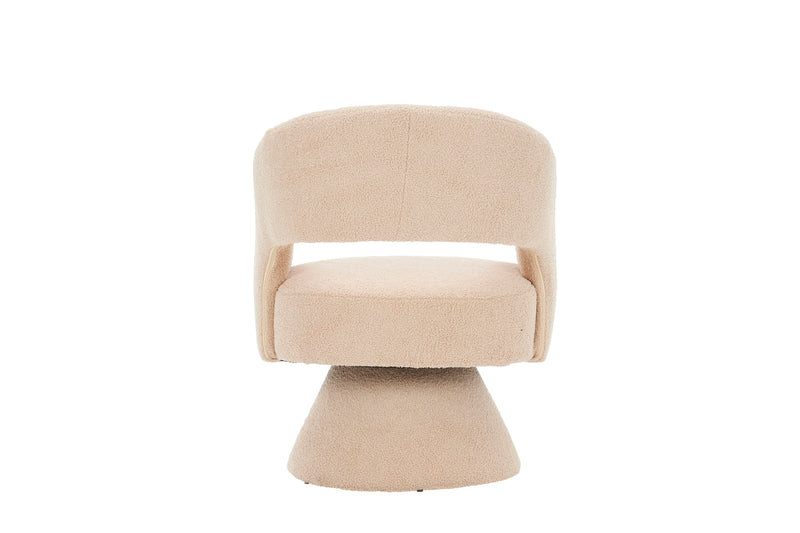 Swivel Accent Chair Armchair, Round Barrel Chair For Living Room Bedroom - Teddy Fabric