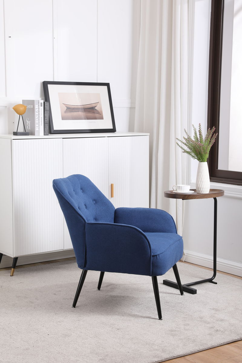 Modern Mid-Century Chair Linen Sherpa Armchair