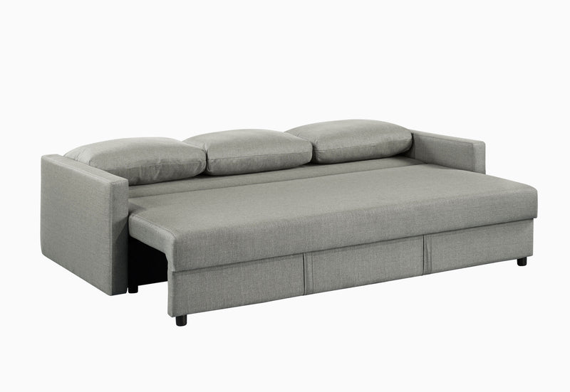 Odette - 88.5"W Gray Linen Convertible Sleeper Sofa With Storage