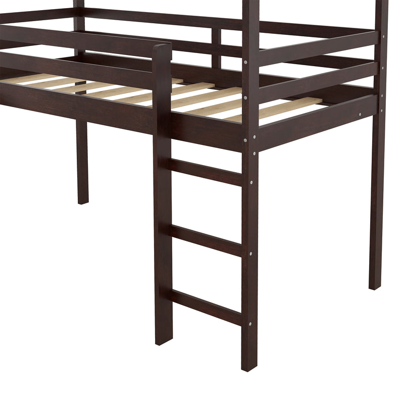 Twin Loft Bed with Slide, House Bed with Slide,Gray(OLD SKU :WF286245AAP)