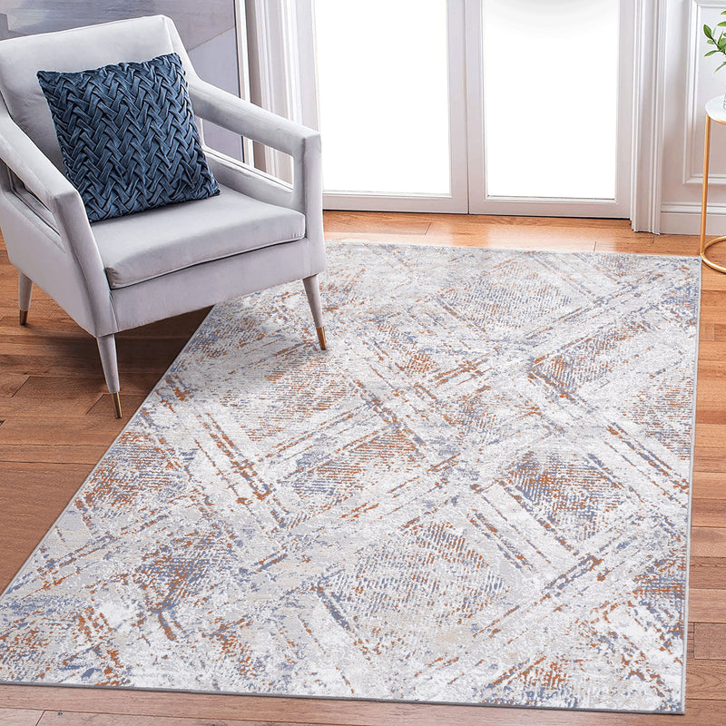 6' x 9' Geometric Non-Shedding Living Room Bedroom Dining Home Office Stylish And Stain Resistant Area Rug - Beige