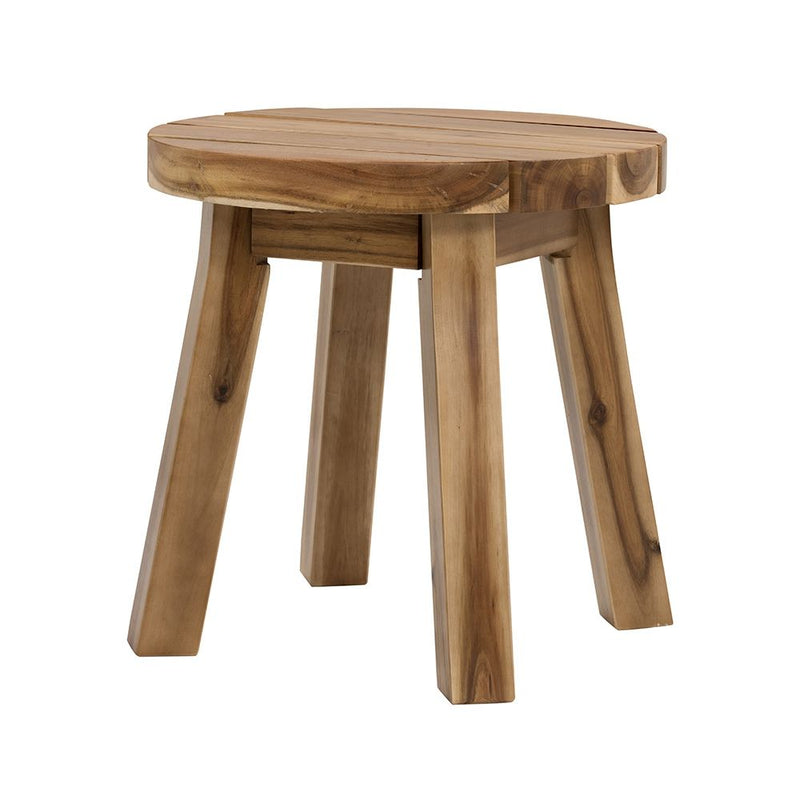 Round Side Table, Solid Wood - Natural Brown