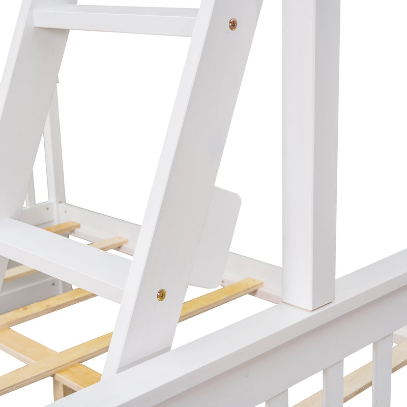 Twin-Over-Full Bunk Bed with Ladders and Two Storage Drawers (White){old sku:LT000165AAK}