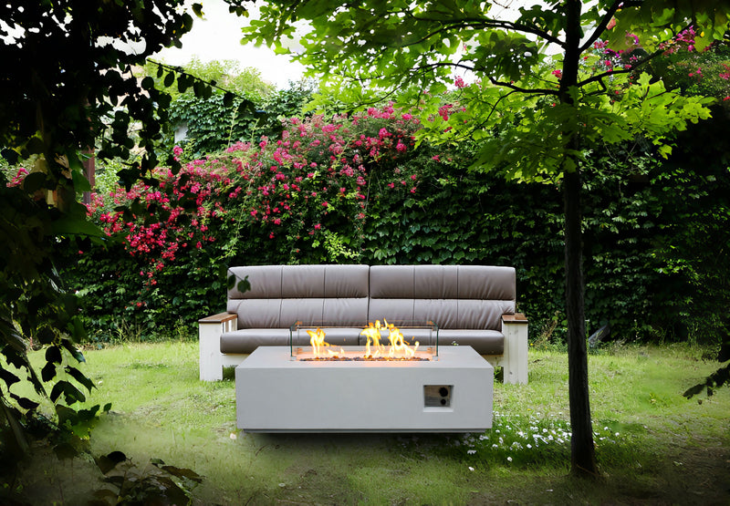 Outdoor Concrete Propane Gas Rectangle Fire Pit Table