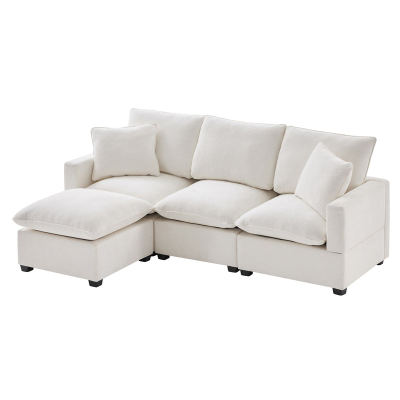 Modern Modular Sofa, 4 Seat Chenille Sectional Couch Set With 2 Pillows Included, Freely Combinable Indoor Funiture For Living Room