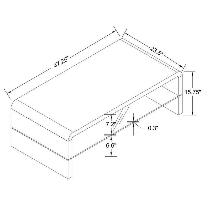 Airell - Rectangular Coffee Table With Glass Shelf - White High Gloss