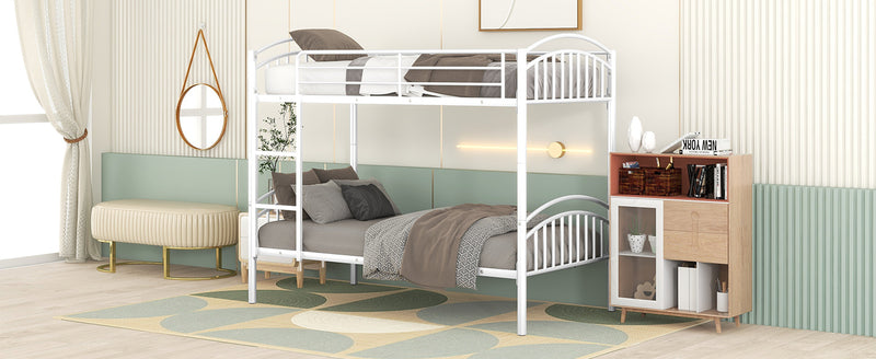 Twin Over Twin Metal Bunk Bed,Divided into Two Beds(White){OLD SKU:MF280424AAK}