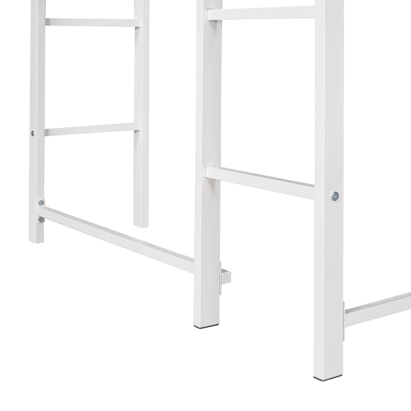 Twin Metal Loft Bed with 2 Shelves and one Desk ,WHITE(Old SKU: MF281206AAK)