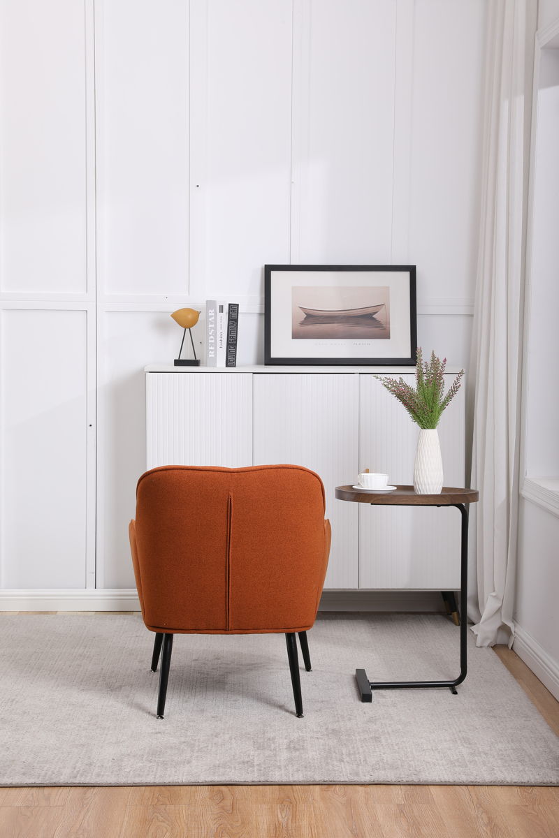 Modern Mid-Century Chair Linen Sherpa Armchair