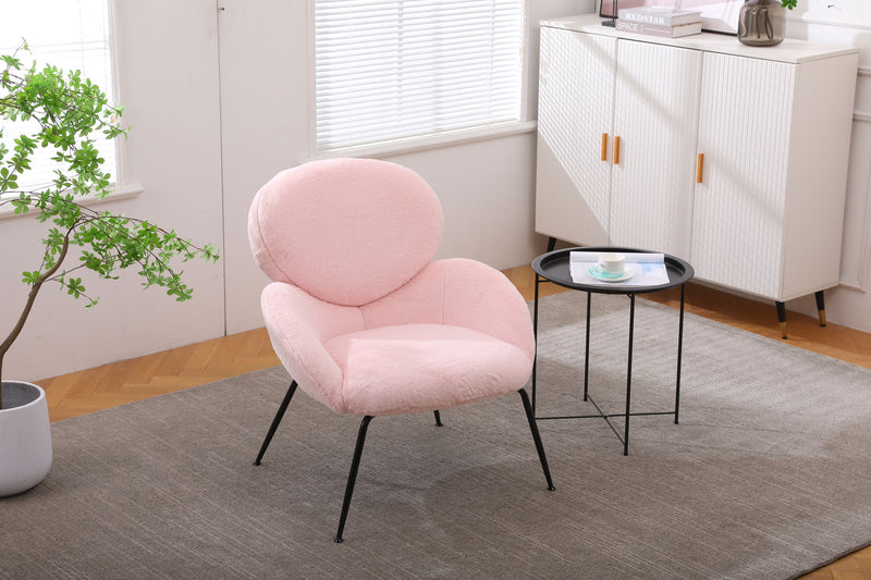 Modern Sherpa Chairs Accent Armchairs For Living Dining Room, Upholstered Chairs With Metal Legs, Comfy And Soft Chairs For Bedroom, Cute Vanity Chairs