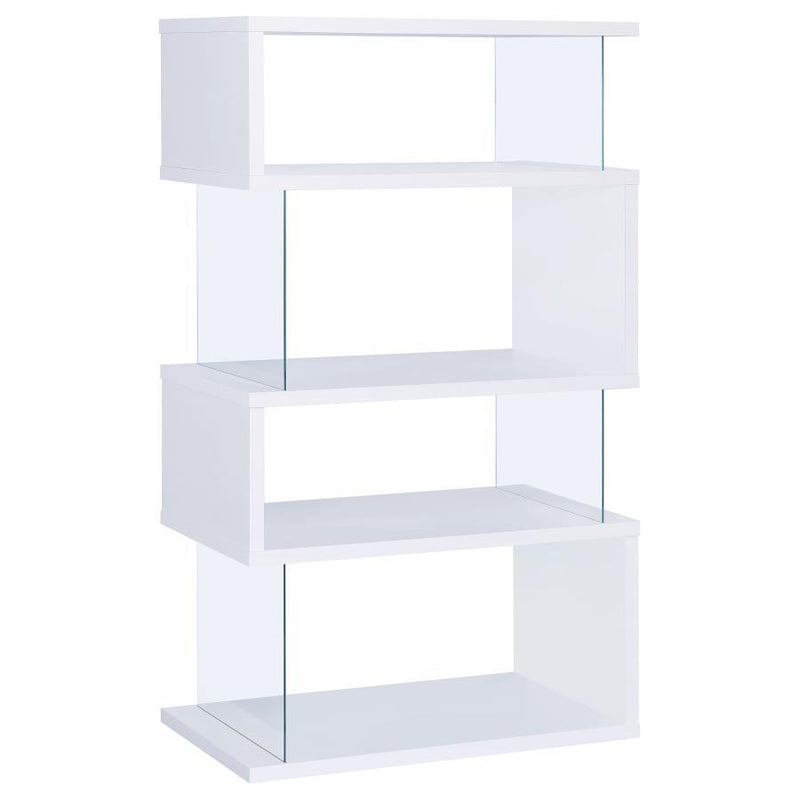 Emelle - 4-Shelf Glass Panel Bookshelf