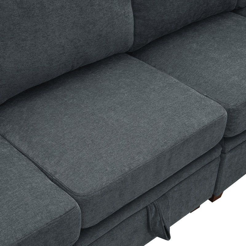 [VIDEO provided] [New] 109*54.7" Chenille Modular Sectional Sofa,U Shaped Couch with Adjustable Armrests and Backrests,6 Seat Reversible Sofa Bed with Storage Seats for Living Room, Apartment,2 Colors