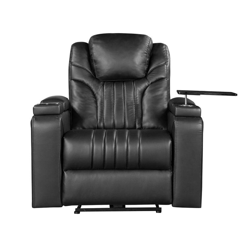 Power Recliner Home Theater Recliner With Power Adjustable Headrest, Wireless Charging Device, USB Port, Storage Arms, Cup Holder And Swivel Tray Table For Living Room