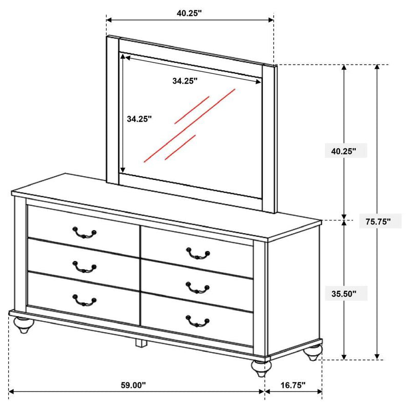 Stillwood - 6-Drawer Dresser With Mirror - Vintage Linen