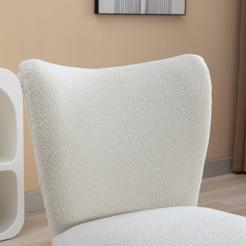 Boucle Upholstered Armless Accent Chair Modern Slipper Chair, Cozy Curved Wingback Armchair, Corner Side Chair