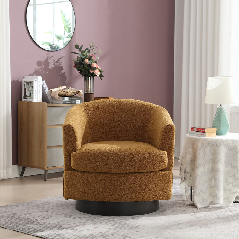 Boucle Upholstered Swivel Cuddle Accent Round Barrel Chair Modern Single Sofa, 360 Degree Circle Club Armchair For Nursery Bedroom Living Room Coffe Bar Lounge Hotel