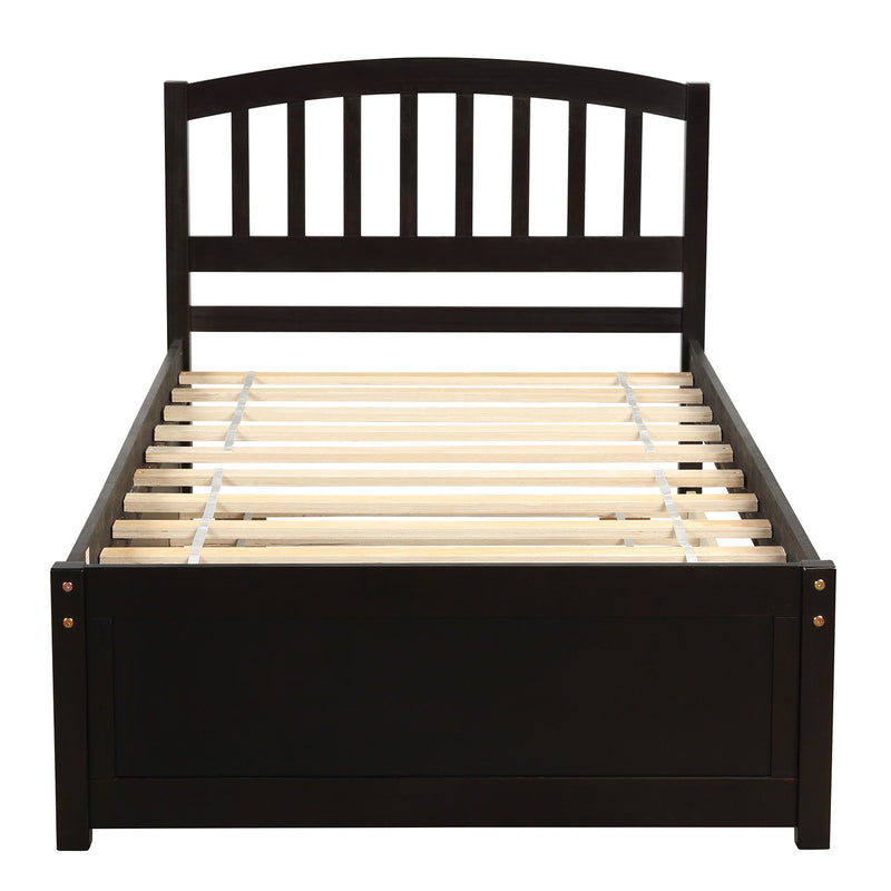 Twin Size Platform Bed Wood Bed Frame With Trundle