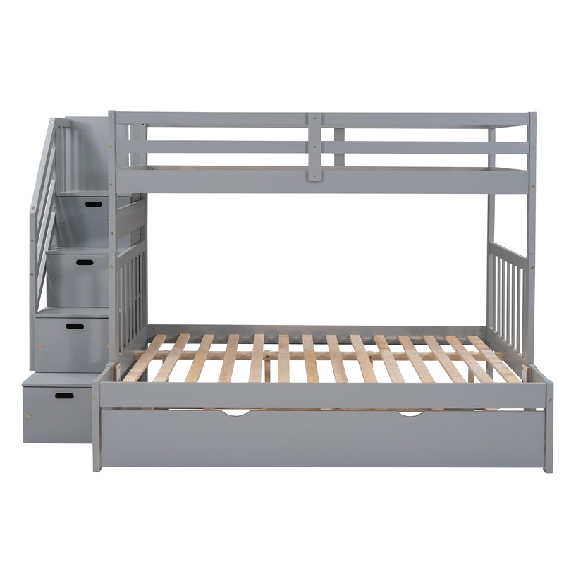 Twin over Twin/Full Bunk Bed with Twin Size Trundle (Gray)(OLD SKU :LP000025AAE)