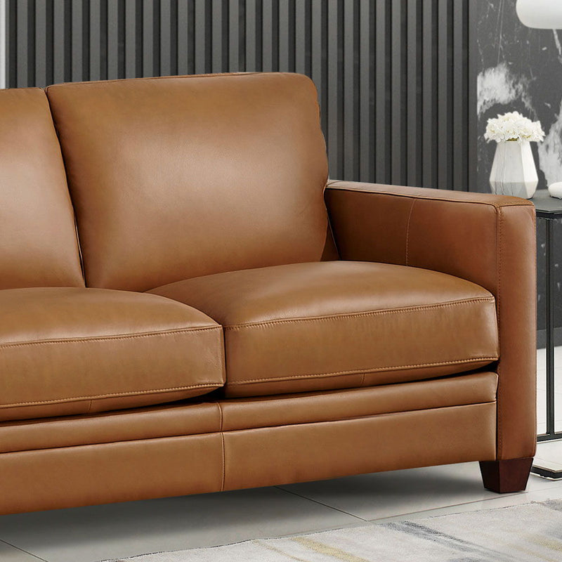 Naples - Leather Loveseat - Cognac