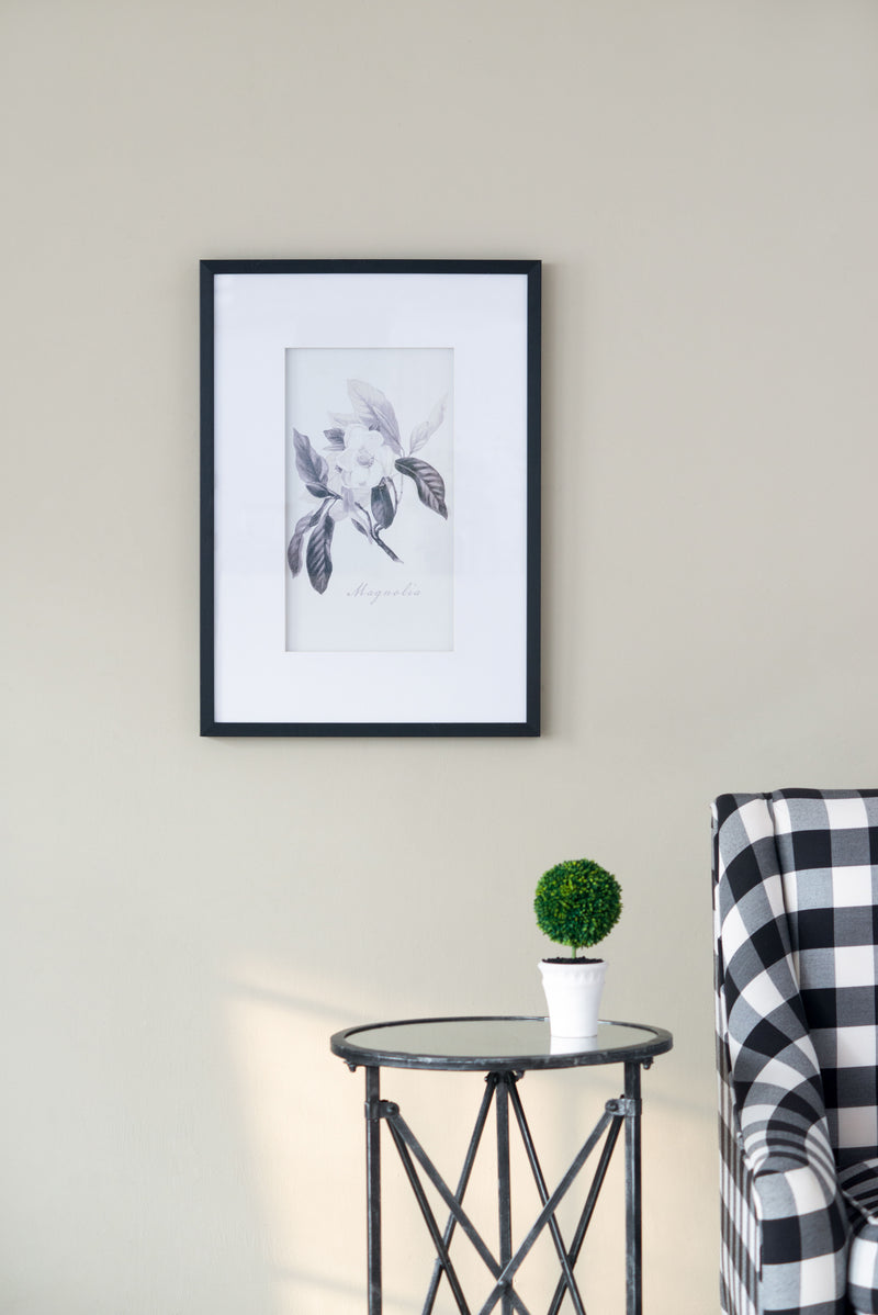 Botanical Wall Art Prints, Home Decor For Living Room, Dining Room, Bedroom, Hallway (Set of 4) - White / Black