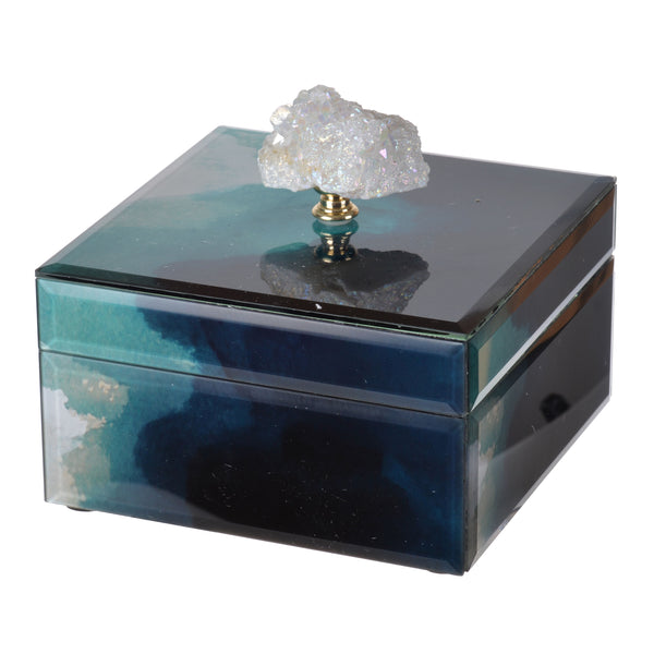 Bethany - Aqua Jewelry Box, Stackable Decorative Storage Boxes With Lids - Colorful