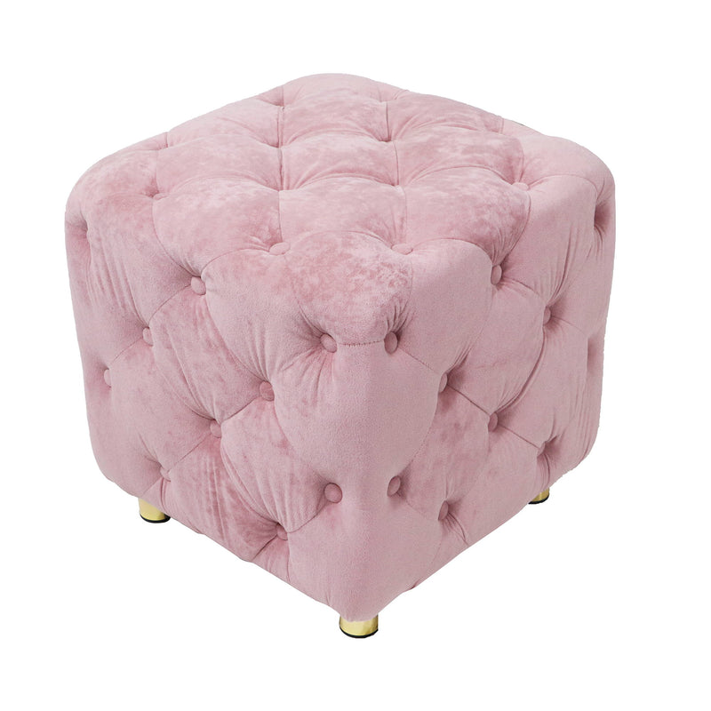 Modern Velvet Upholstered Ottoman, Exquisite Small End Table, Soft Foot Stool, Dressing Makeup Chair, Comfortable Seat For Living Room, Bedroom, Entrance