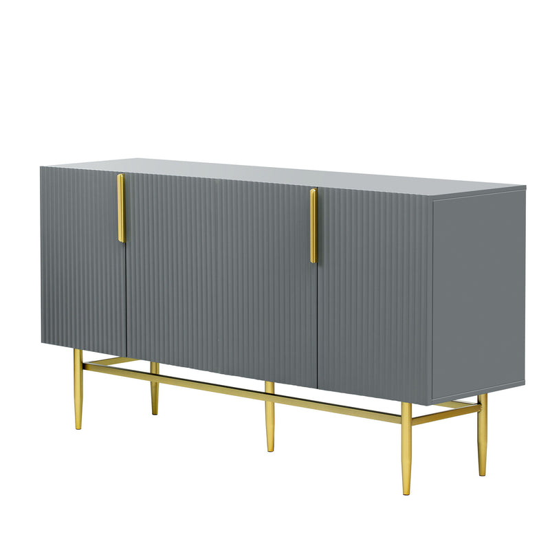 Modern Elegant 4 Door Sideboard Gold Metal Handle Buffet Cabinet For Dining Room, Living Room, Bedroom, Hallway