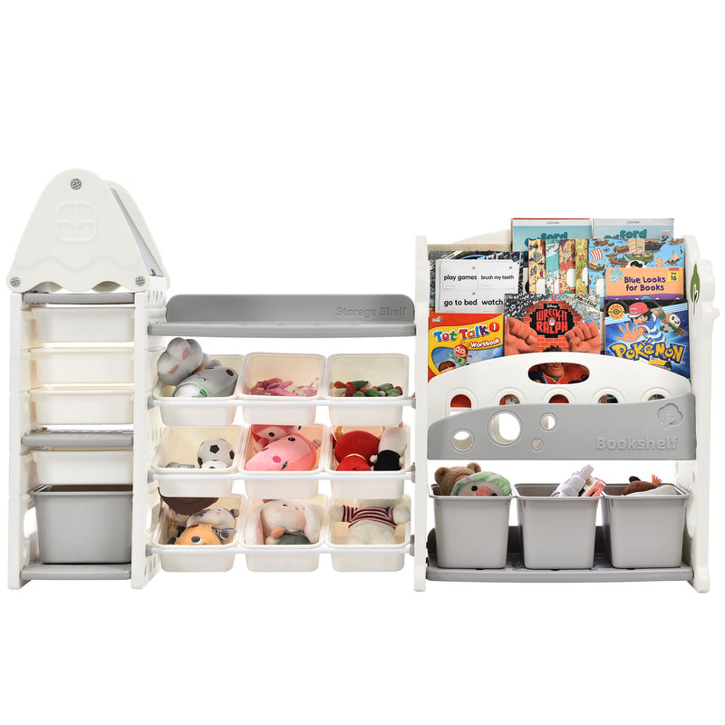 Kids Furniture - Kids Bookshelf Toy Storage Organizer With 17 Bins And 5 Bookshelves, Storage Cabinet Unit