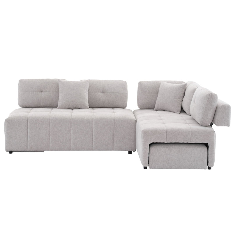 L-Shaped Sofa Sectional Sofa Couch With 2 Stools And 2 Lumbar Pillows For Living Room