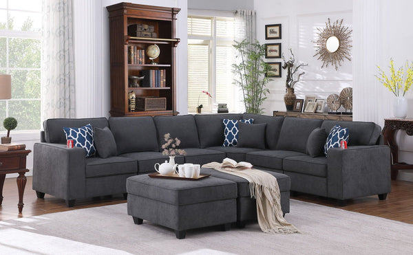 Cooper - Woven Fabric 8 PieceSectional Sofa