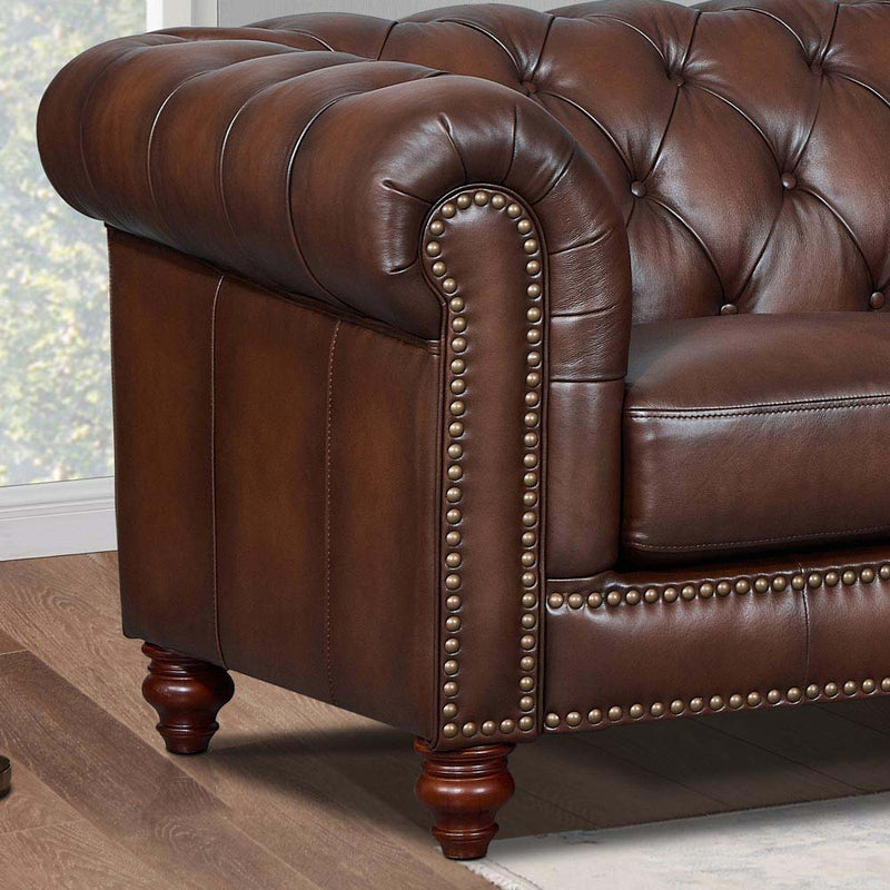 Alton Bay - Leather L-Shaped Convertible Sectional - Brown