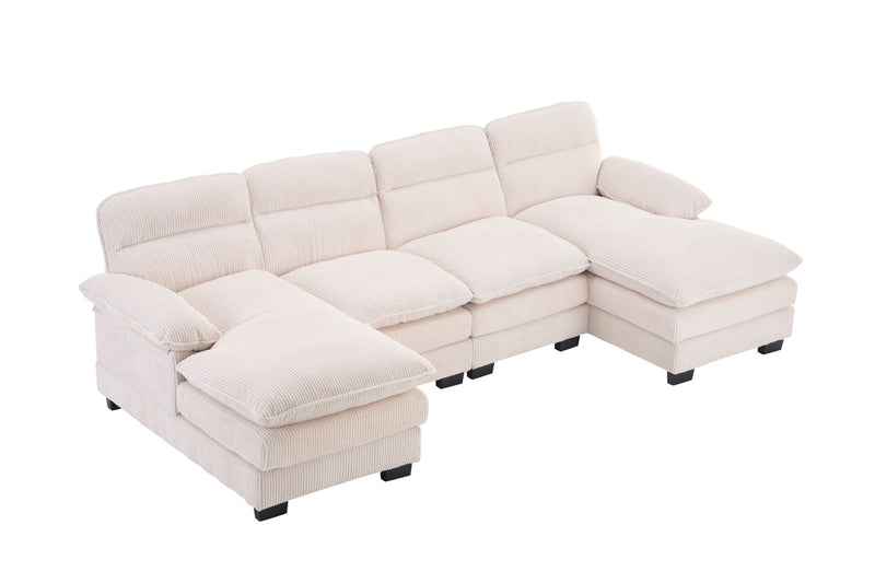 U-Shaped Profile Sofa, Including Two Single Seats And Two Chaise, Modular Sofa, Corduroy Sofa