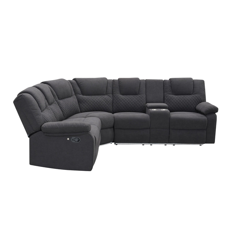 Home Theater Seating Modern Manual Recliner Sofa Chairs With Storage Box And Two Cup Holders For Living Room - Black Gray