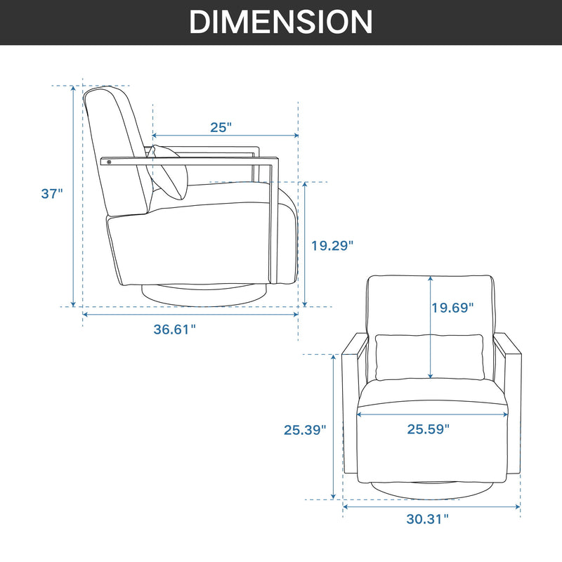 Swivel Modern Upholstered Accent Chair With Solid Wood Armrests And 360 Degree Comfy Lounge Reading Chair, Side Armchair For Hotel, Bedroom, Living Room, Office, And Nursery Room