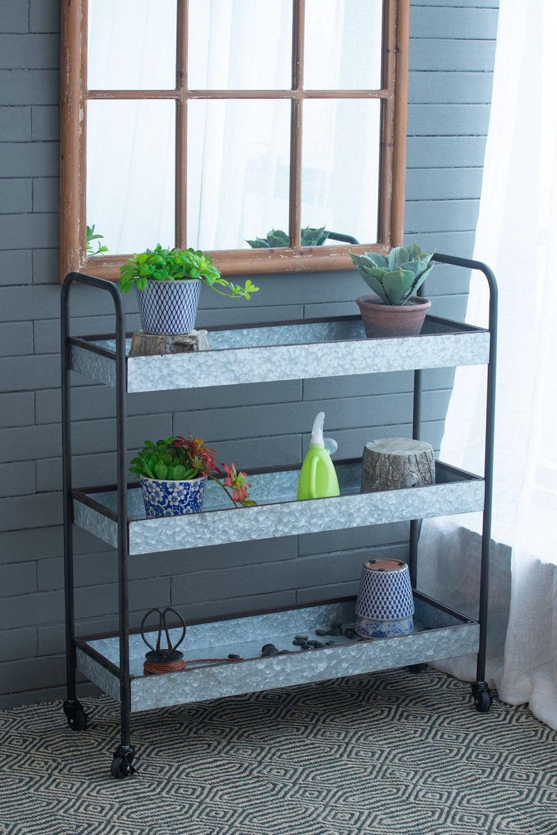 Homestead Galvanized Shelf Display 3 Tier - Metallic Gray