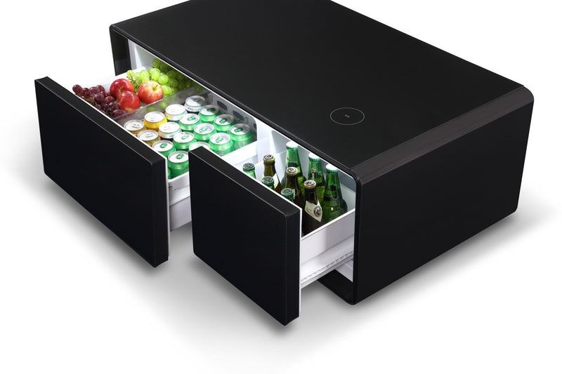 Modern Smart Coffee Table With Built In Fridge, Outlet Protection, Wireless Charging, Mechanical Temperature Control, Power Socket, USB Interface And Ice Water Interface