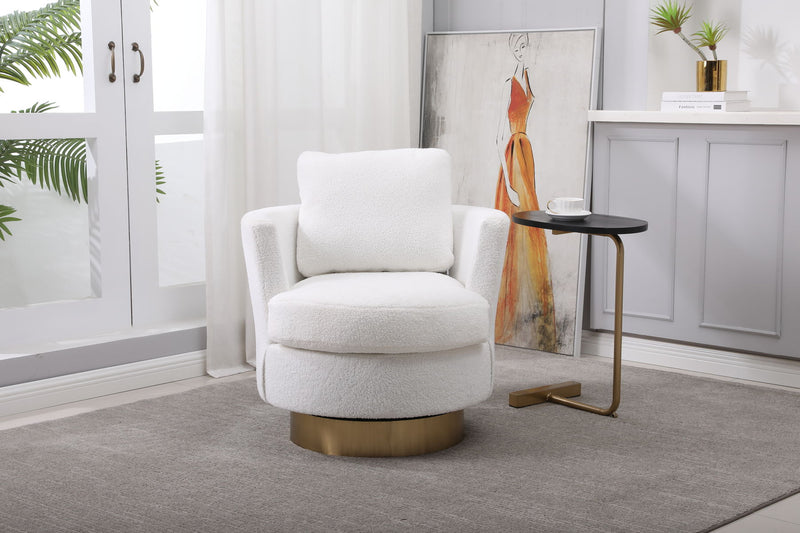 Barrel Chair, Swivel Accent Chairs Armchair For Living Room, Reading Chairs For Bedroom Comfy, Round Barrel Chairs With Gold Stainless Steel Base